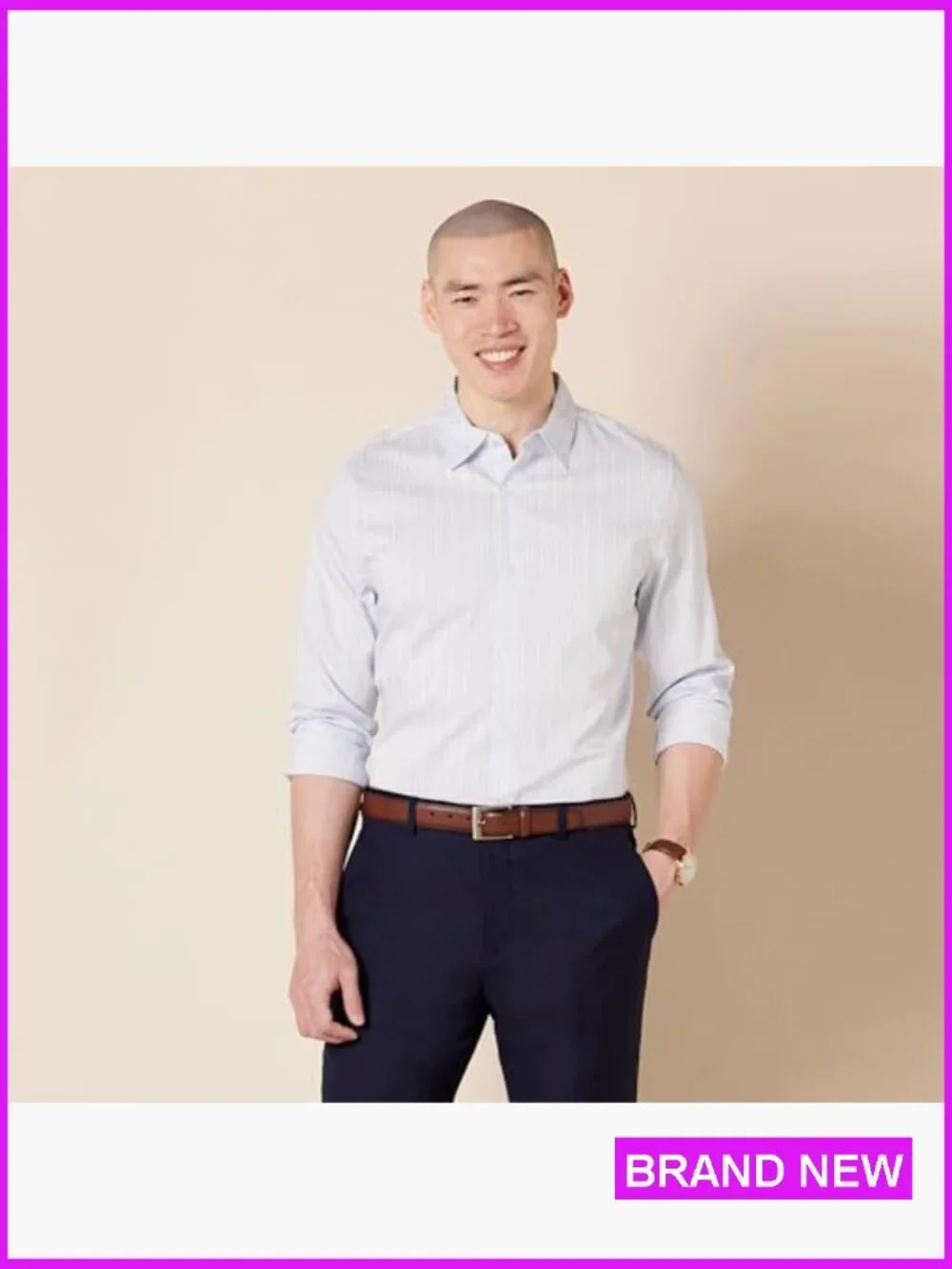 Classic Dress Belt Men Leather Metal Buckle 7 Holes Versatile Work Casual